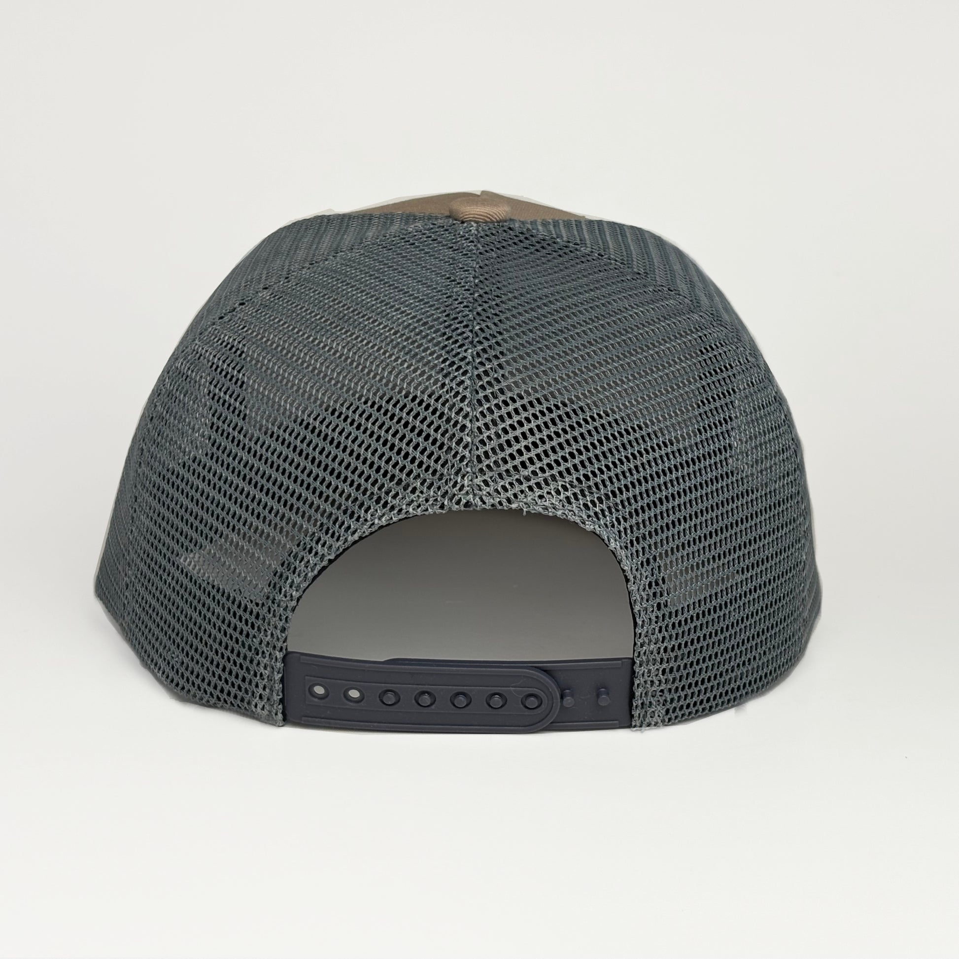 Sheepshead hat back view - Keeper Sheeper grey mesh panels and snapback closure